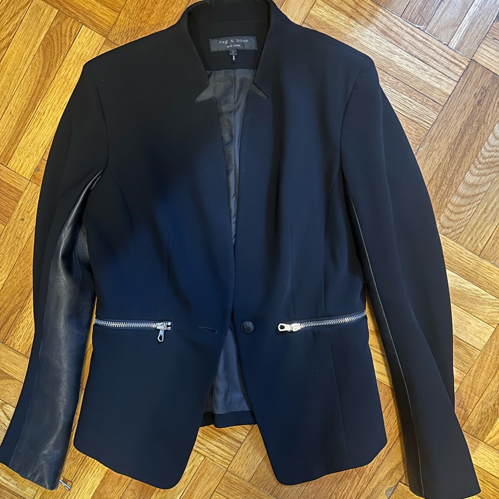 Rag & Bone Black Blazer with Zipper Accents